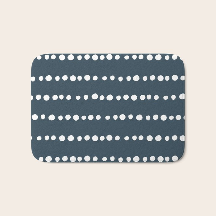 Spotted Mudcloth, Teal and White, Boho Prints Bath Mat Gallery Image 1