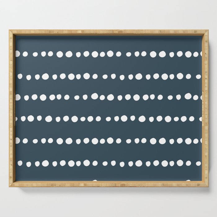 Spotted Mudcloth, Teal and White, Boho Prints Serving Tray Gallery Image 1