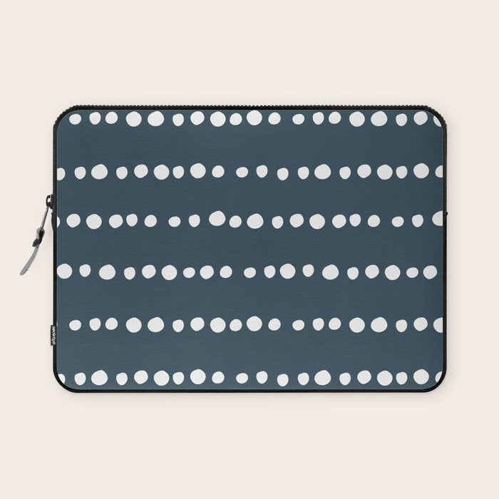 Spotted Mudcloth, Teal and White, Boho Prints Laptop Sleeve Gallery Image 1