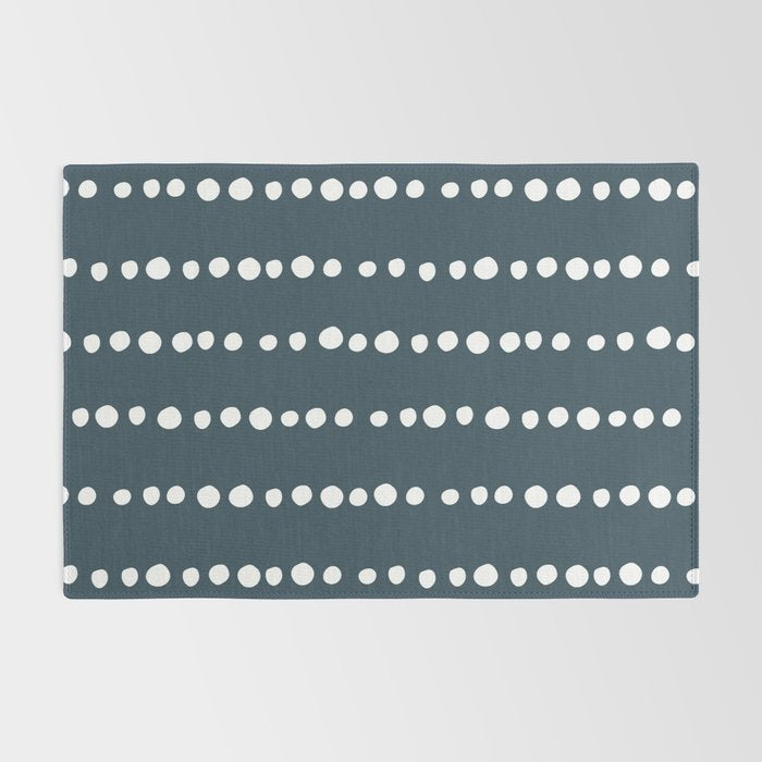 Spotted Mudcloth, Teal and White, Boho Prints Rug Gallery Image 2