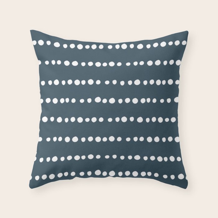 Spotted Mudcloth, Teal and White, Boho Prints Throw Pillow Gallery Image 1
