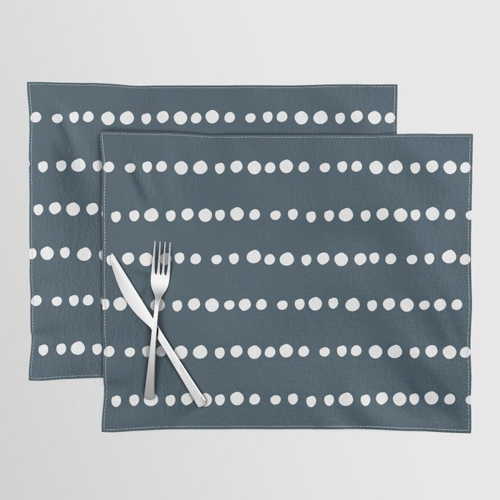 Spotted Mudcloth, Teal and White, Boho Prints Placemat Gallery Image 1