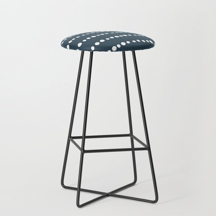 Spotted Mudcloth, Teal and White, Boho Prints Stool Gallery Image 1