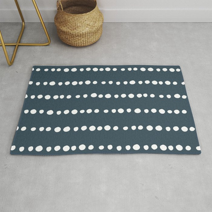 Spotted Mudcloth, Teal and White, Boho Prints Rug Gallery Image 1
