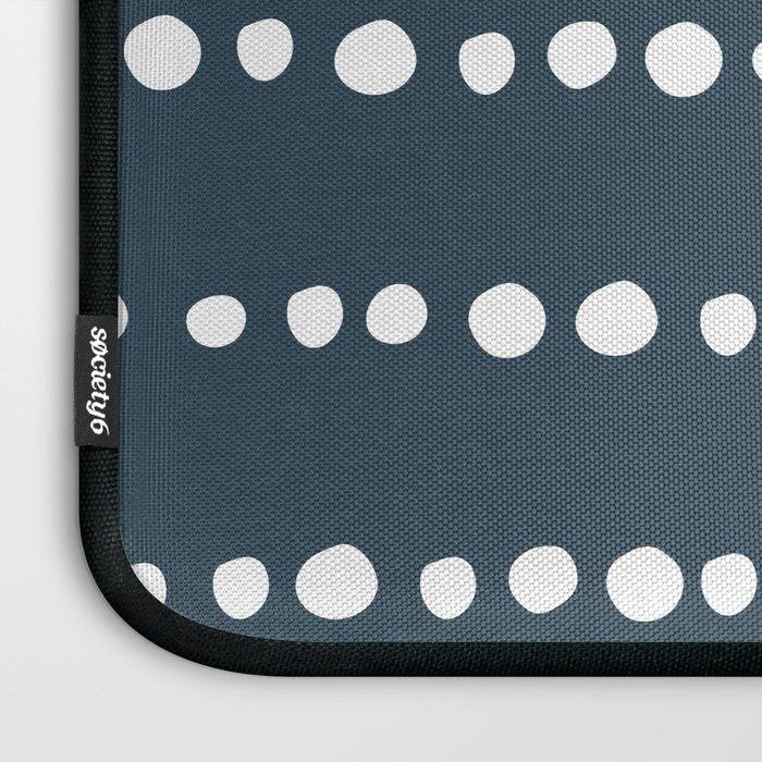 Spotted Mudcloth, Teal and White, Boho Prints Laptop Sleeve Gallery Image 3