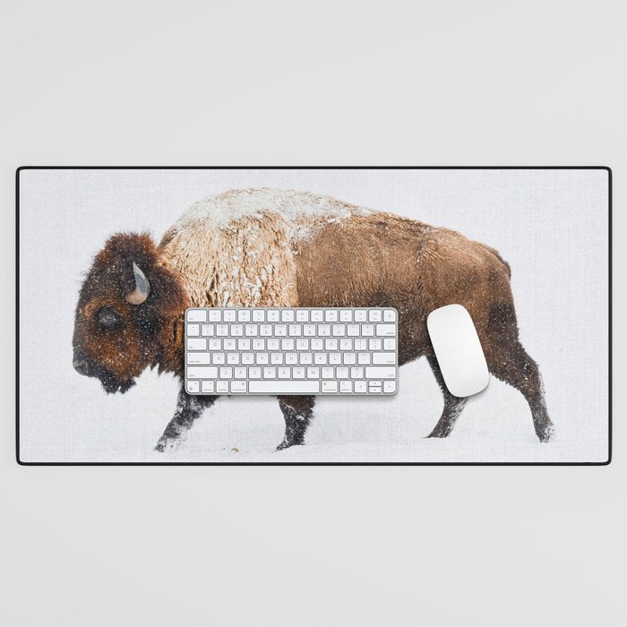 Buffalo In The Snow Desk Mat Gallery Image 1