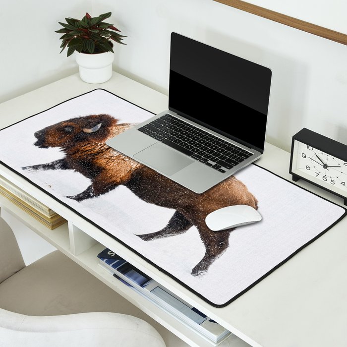 Buffalo In The Snow Desk Mat Gallery Image 2