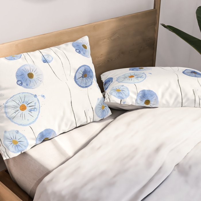 blue abstract dandelion 2 Pillow Sham Gallery Image 2