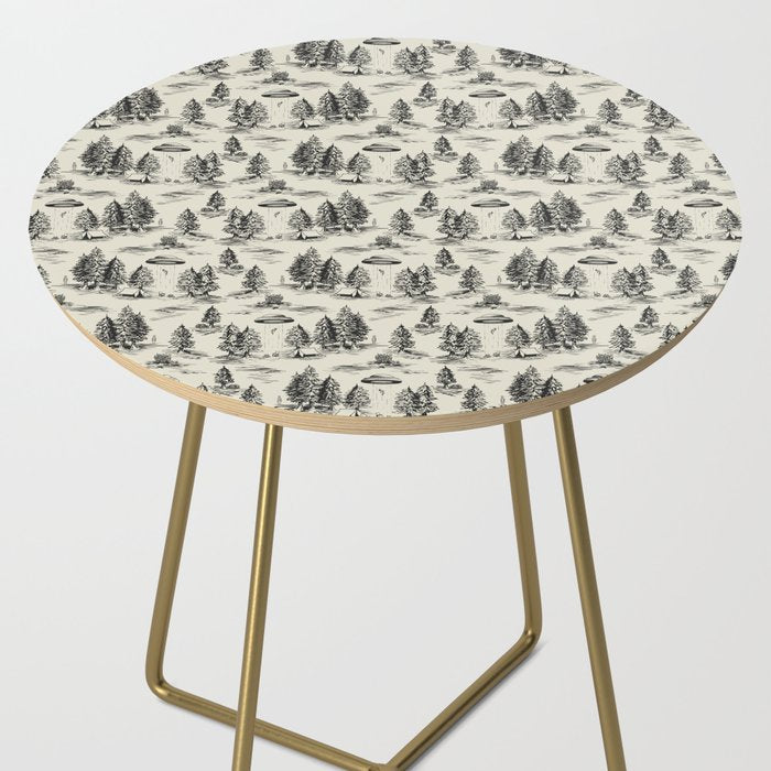Black Alien Abduction Toile De Jouy Pattern Side Table Gallery Image 2