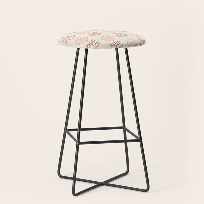 block print floral - terracotta cream Stool Gallery Image 1