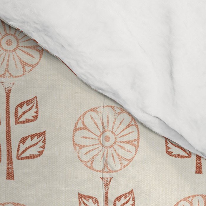 block print floral - terracotta cream Comforter Gallery Image 4