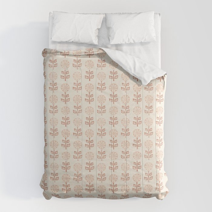 block print floral - terracotta cream Comforter Gallery Image 6