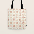block print floral - terracotta cream Tote Bag Gallery Image 1