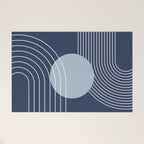 Geometric Lines in night Blue 10 (Rainbow and Sun Abstract) Welcome Mat Gallery Image 1