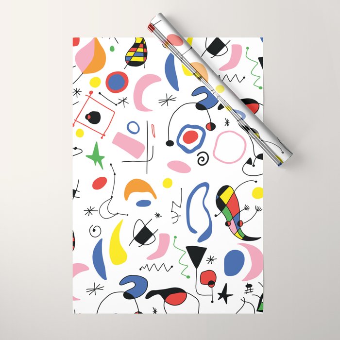 Surealism Art Miro Style Pattern Wrapping Paper Gallery Image 1