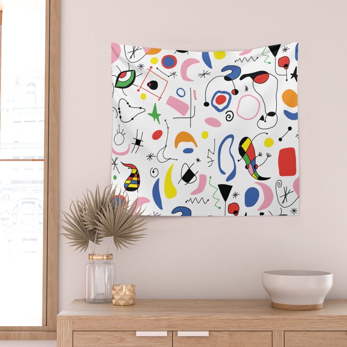 Surealism Art Miro Style Pattern Wall Tapestry Gallery Image 2