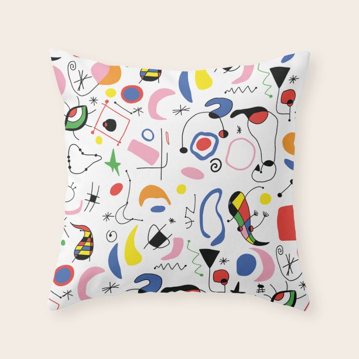 Surealism Art Miro Style Pattern Throw Pillow Gallery Image 6