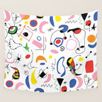 Surealism Art Miro Style Pattern Wall Tapestry Gallery Image 4