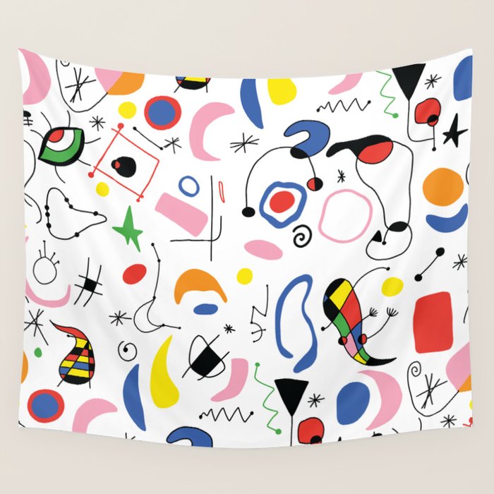 Surealism Art Miro Style Pattern Wall Tapestry Gallery Image 4