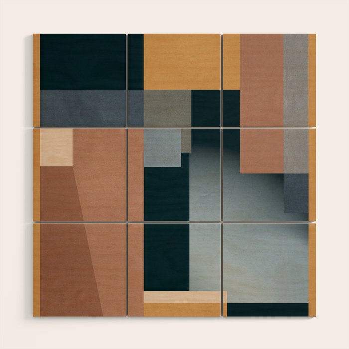Modern Abstraction Mocha Mousse 5 Wood Wall Art Gallery Image 1