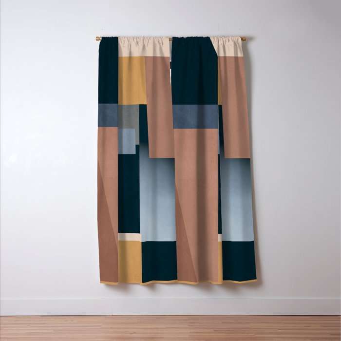 Modern Abstraction Mocha Mousse 5 Window Curtain Gallery Image 3