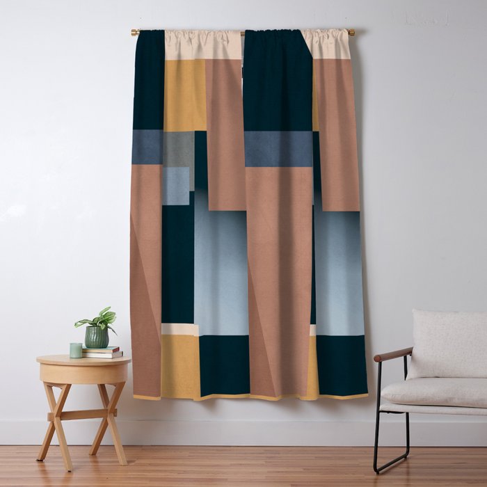 Modern Abstraction Mocha Mousse 5 Window Curtain Gallery Image 1