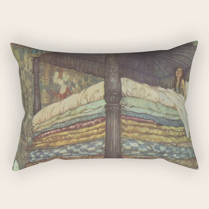 The Princess and the Pea - Edmund Dulac 1911  Rectangular Pillow Gallery Image 2