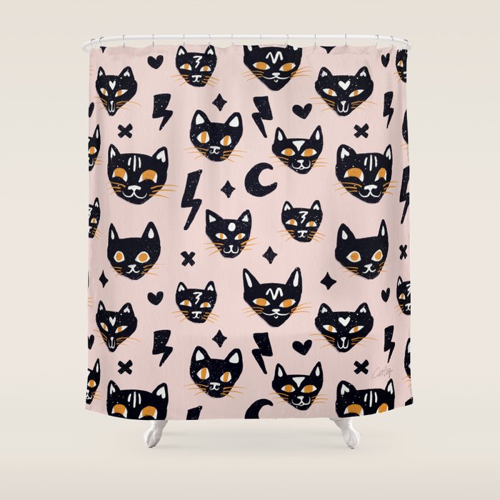 Spooky Kitties â Blush Shower Curtain Gallery Image 1