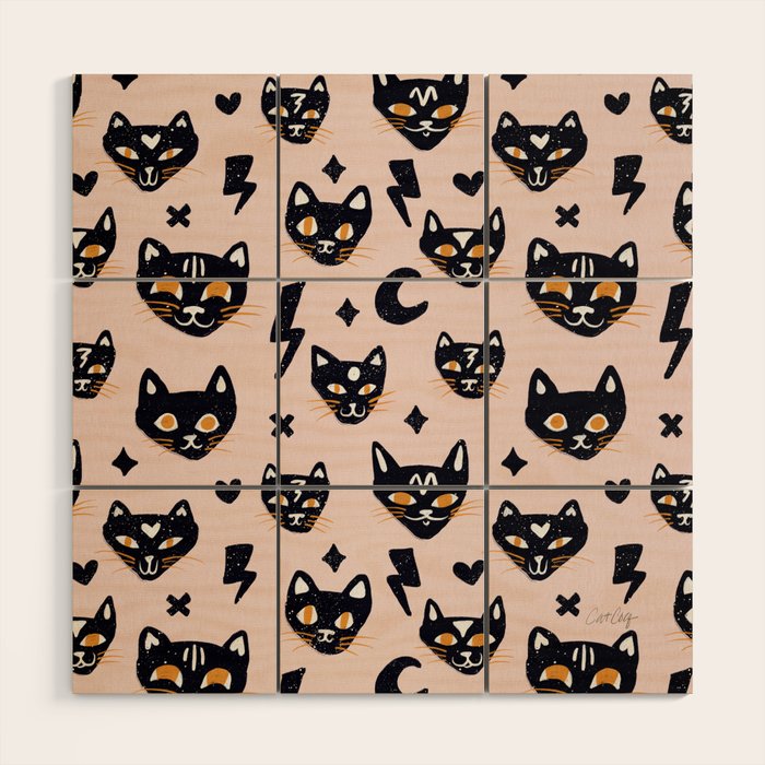 Spooky Kitties â Blush Wood Wall Art Gallery Image 1