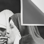 Smoking Nuns, Black and White, Vintage Wall Art Wall Tapestry Gallery Image 3