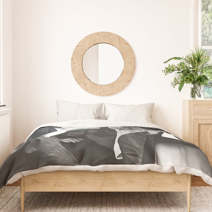 Smoking Nuns, Black and White, Vintage Wall Art Duvet Cover Gallery Image 3