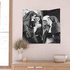 Smoking Nuns, Black and White, Vintage Wall Art Wall Tapestry Gallery Image 2