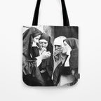 Smoking Nuns, Black and White, Vintage Wall Art Tote Bag Gallery Image 1
