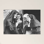 Smoking Nuns, Black and White, Vintage Wall Art Welcome Mat Gallery Image 1