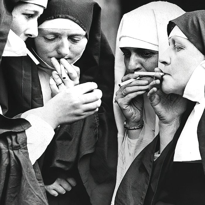 Smoking Nuns, Black and White, Vintage Wall Art Coffee Mug Gallery Image 2