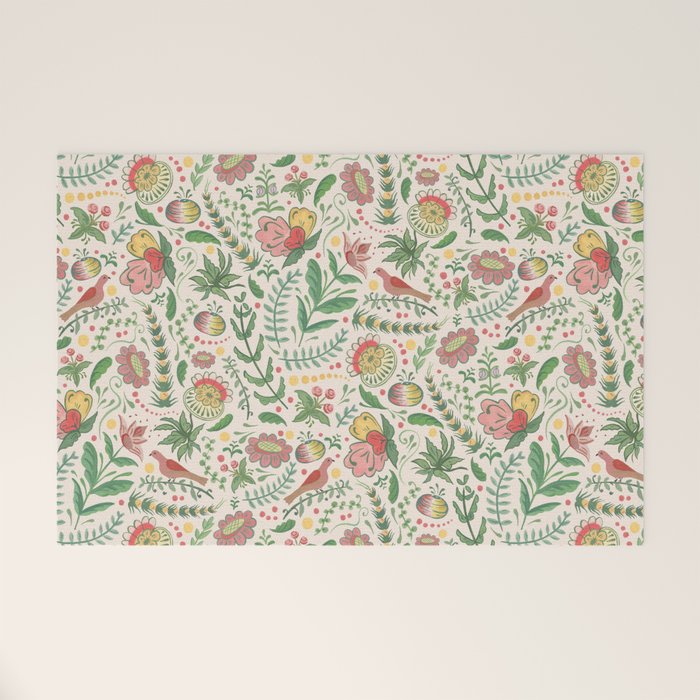 Swedish Floral - Cream Welcome Mat Gallery Image 1