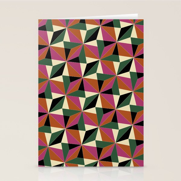Kaleidoscope Tile Pattern XII Bold Bauhaus Colors Stationery Card Gallery Image 2