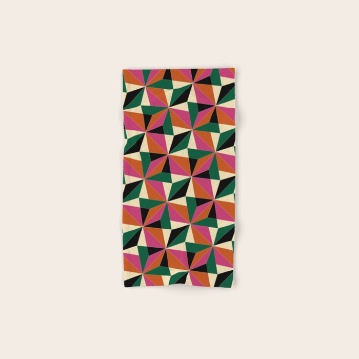 Kaleidoscope Tile Pattern XII Bold Bauhaus Colors Bath Towel Gallery Image 1