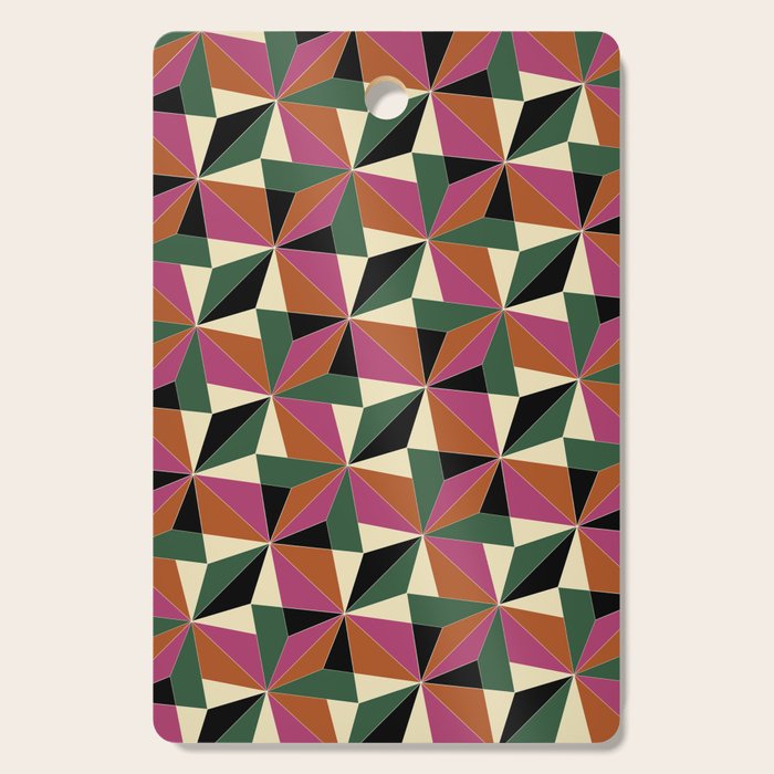 Kaleidoscope Tile Pattern XII Bold Bauhaus Colors Cutting Board Gallery Image 1