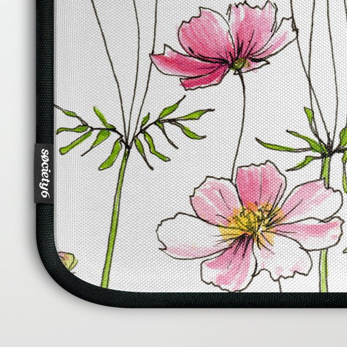 Pink Cosmos Flowers Laptop Sleeve Gallery Image 3