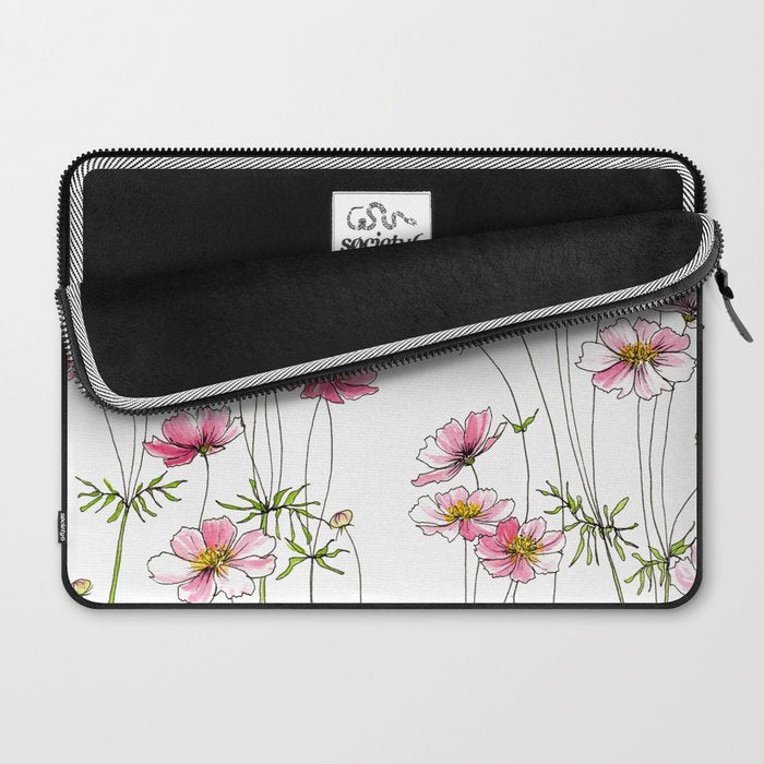 Pink Cosmos Flowers Laptop Sleeve Gallery Image 2