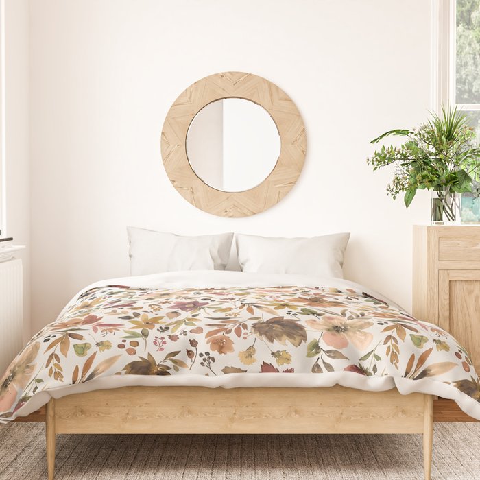 Harvest 2025 Artistic Autumn Floral Leaves Brown Duvet Cover Gallery Image 3
