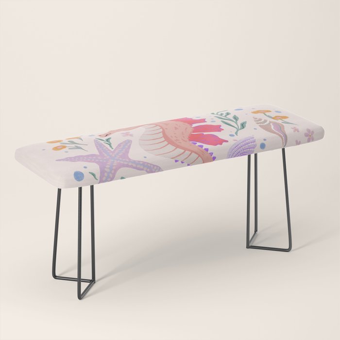 Charming Seahorse and Coral Reef Bench Gallery Image 1