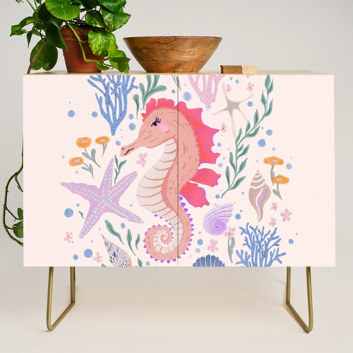 Charming Seahorse and Coral Reef Credenza Gallery Image 1
