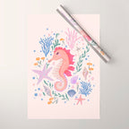 Charming Seahorse and Coral Reef Wrapping Paper Gallery Image 1