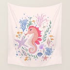 Charming Seahorse and Coral Reef Wall Tapestry Gallery Image 4