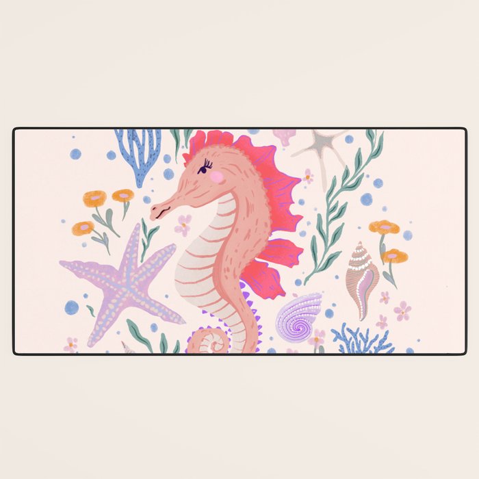 Charming Seahorse and Coral Reef Desk Mat Gallery Image 3