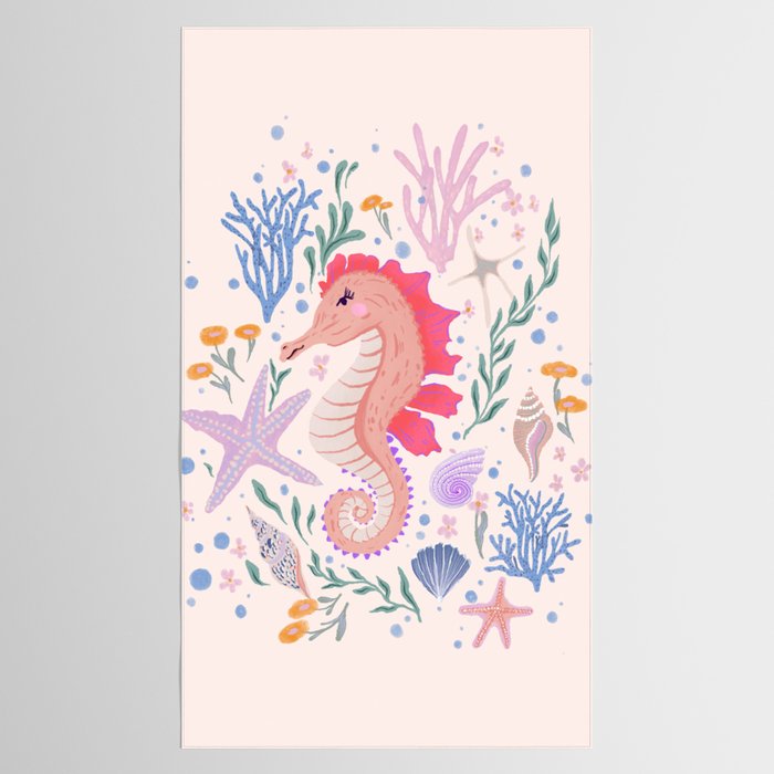 Charming Seahorse and Coral Reef Tablecloth Gallery Image 2