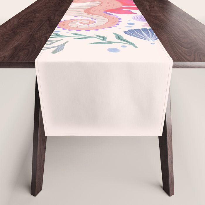 Charming Seahorse and Coral Reef Table Runner Gallery Image 1