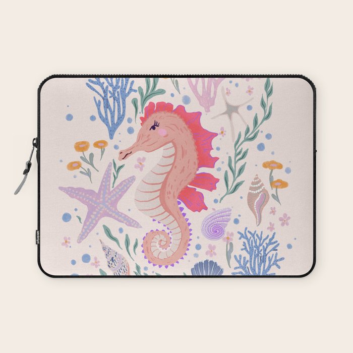 Charming Seahorse and Coral Reef Laptop Sleeve Gallery Image 1